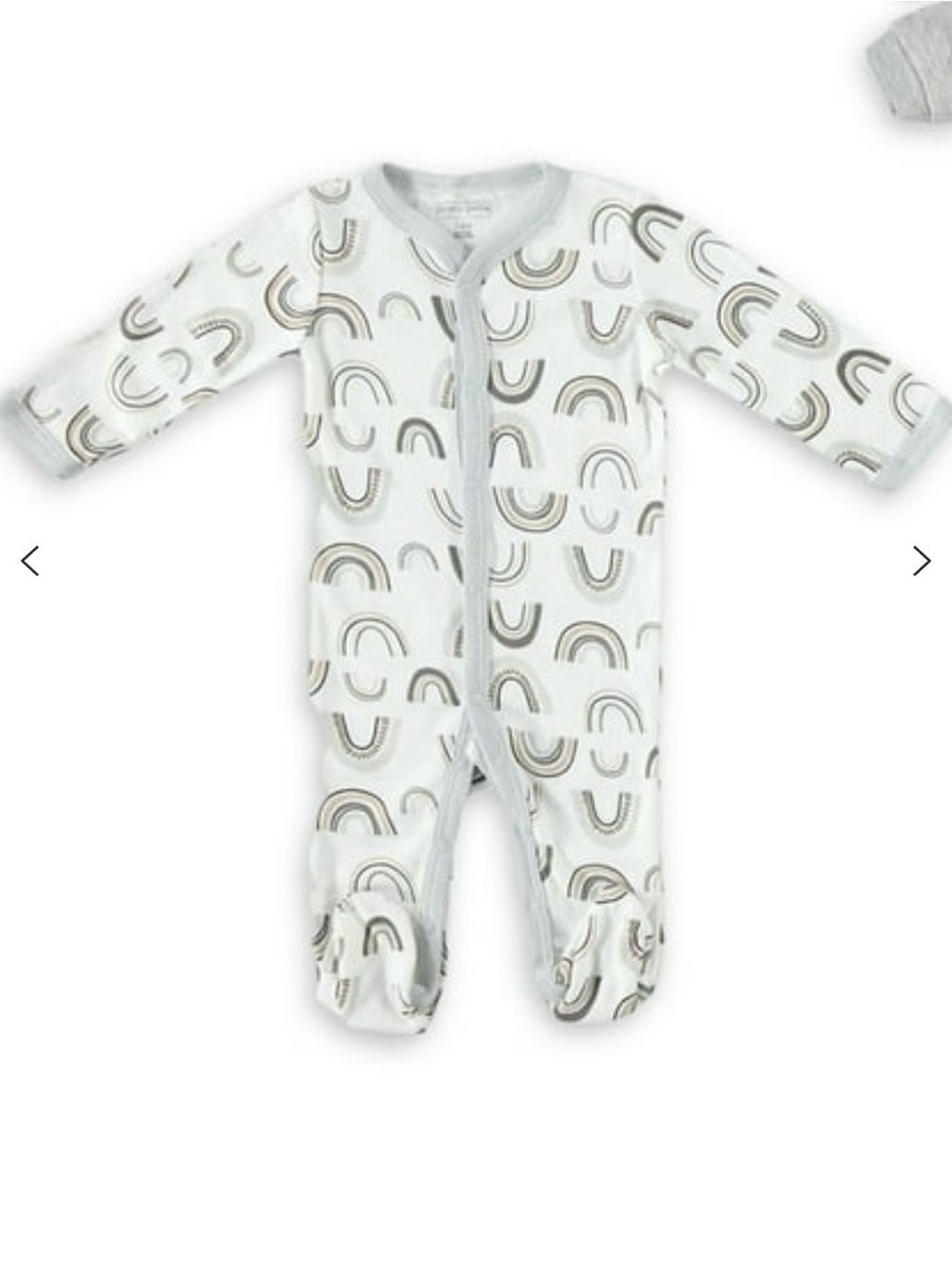 Baby Gear White Footed One-Piece with Gray and Beige Rainbows